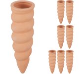 Relaxdays 8 conos de riego con forma curvada, autorriego plantas interior y balcón, para regar con botellas, terracota