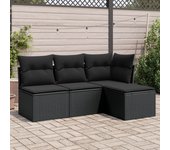 Juego de sofás jardín 4 piezas | conjunto de jardín de ocio | set de comedor de jardín con cojines ratán sintético negro cfw330127