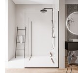 Bernstein - 2 mamparas de ducha de esquina italianas 70x200cm + 70cm, cristal nano 10mm, perfil de pared + suelo de inox negro mate - ex102