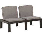 Banco de jardín muebles de exterior muebles de jardín terraza con cojín de plástico gris 02_0011813