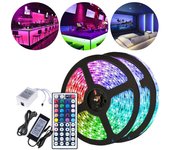 Tiras led luces led habitación rgb 5050 tira led mando a distancia perfecta para decoración 5 metros 30 led 44 mandos a distancia