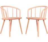 Pack de 2 sillas rústicas con reposabrazos para el comedor - organic - nest dream - haya natural