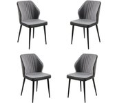 Pack 4 sillas bay comedor salon estilo contemporáneo en color gris y negro de tela y polipiel 84x49x61 cm