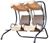 Balancín de jardín outsunny acero, poliéster beige 170x136x170 cm