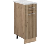 Vicco mueble bajo de cocina r-line, roble artesanal, 30 cm et mármol