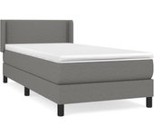 Cama con somier tapizado y colchón de tela gris oscuro 90x190 cm