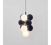 Lámpara acústica colgante vertical drac - 4 esferas luminosas y 6 esferas absorbentes - gris