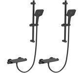 2pcs lonheo max elegante set de ducha con estante y teleducha de 3 funciones, columna de ducha termostática negro con grifo monomando 38°c