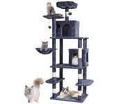 Vevor árbol para gatos de interior, torre para gatos de 68,5 pulgadas con 2 condominios para gatos, poste rascador de sisal, hamaca, perca superior
