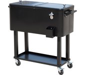 Carro nevera outsunny metal, pp negro 90x39x83 cm b2-0011