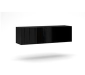 Mueble de almacenamiento suspendido never en negro brillante con puerta abatible.
