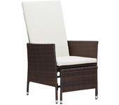 Vidaxl sillón reclinable de jardín con cojines ratán sintético marrón