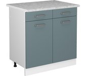 Vicco mueble bajo de cocina r-line, gris azulado, 80 cm , et mármol