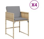 4 uds sillones jardín | silla de exterior | sillon con cojines ratán sintético beige mezcla cfw53353