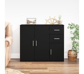 Aparador | aparador de comedor | armario de cocina de madera contrachapada negro 91x29,5x75 cm cfw36792