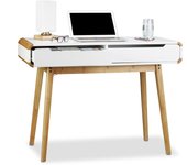 Relaxdays mesa escritorio con cajones, estilo nórdico, pequeño, coqueta, tocador, h x l x p: 73 x 100 x 45 cm, blanco