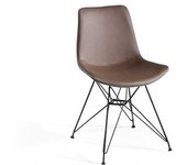 Pack 2 sillas comedor - modelo zaire - polipiel marrón - costuras - estructura metal ne