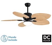 Ventilador techo 5 aspas hojas lampara madera / m