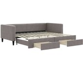 Cama para adulto | cama individual | sofá cama nido con cajones tela gris taupe 90x200 cm cfw98425