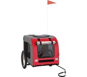 Remolque de bicicleta mascotas hierro tela oxford rojo gris