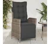 Vidaxl sillón reclinable de jardín con reposapiés ratán sintético gris