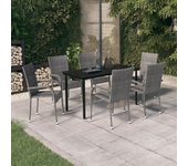 Juego de comedor para jardín 7 piezas，conjunto de comedor de exterior，conjunto de jardín gris y negro cfw895011