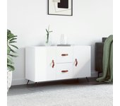 Aparador | aparador de comedor | armario de cocina de madera de ingeniería blanco brillante 100x36x60 cm cfw93939