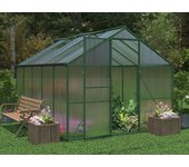 Invernadero de jardín de policarbonato y aluminio - 7,48 m² - verde - astelia