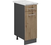 Vicco mueble bajo de cocina r-line, roble artesanal, 30 cm et mármol