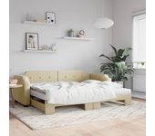 Vidaxl sofá cama nido con colchón tela crema 90x200 cm