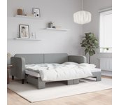 Tumbona con cama nido gris claro tejido 80x200 cm