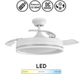Ventilador de techo con luz silencioso dc con mando cerrato blanco 107 cm invierno-verano color luz regulable