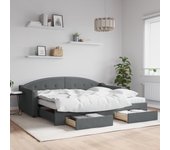 Vidaxl sofá cama nido con cajones tela gris oscuro 90x200 cm