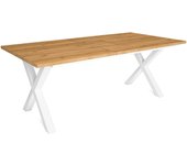 Mesa de comedor - 10 comensales - robusta y estable gracias a su estructura y patas macizas - roble - estilo industrial