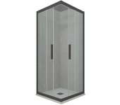 Mampara de ducha angular deslizante 70x75 cm de pvc antracita h 200 vidrio transparente mod. kolors