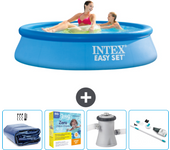 Paquete de piscina - intex - alrededor - 244x244x61 cm + accesorios cb12