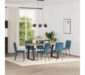Pack 6 uds sillas de comedor | silla de cocina terciopelo azul cfw35933
