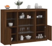 Aparador con luz led 3 piezas | aparador de comedor | armario de cocina madera de ingeniería marrón roble cfw77429
