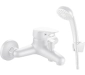 Inguz - grifo de ducha con transferencia, mezclador monomando ducha y bañera. incluye alcachofa de mano, soporte y manguera de ducha. blanco.