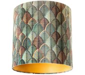 Pantalla de lámpara de terciopelo con diseño de hojas e interior dorado 40/40/40
