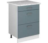 Vicco mueble bajo de cocina r-line, gris azulado, 60 cm con cajones y encimera