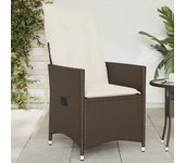 Vidaxl sillón reclinable de jardín con cojines ratán sintético marrón