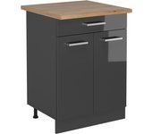 Vicco mueble bajo de cocina r-line, antracita alto brillo, 60 cm , et roble