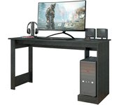 Buyqualia mesa ordenador escritorio de oficina con base para pc en color negro (largo 136 / ancho 54 cm)