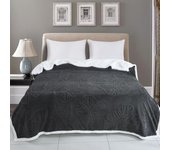 Haradeco manta borreguito jacquard 3d mariposa, manta sherpa franela 100% poliester para sofá cama(gris oscuro, 160x220cm)