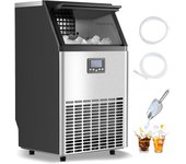 Vevor máquina de hielo autónoma, producción 54,4 kg/24 h, almacenaje 15 kg, 45 cubitos en 15 min, pantalla led, función autolimpiante, bar, oficina