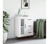 Aparador | aparador de comedor | armario de cocina de madera contrachapada blanco brillante 69,5x34x90 cm cfw40920