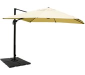 Sombrilla profesional de restaurante para terraza jardín 3x4m (ø5m) poliéster aluminio/acero 26kg crema con pie, giratorio 04_0003313