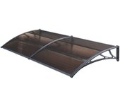 Marquesina para recepción resistente a la intemperie, toldo para puerta de entrada de diseño, 200 x 100 cm, negro marrón 03_0006387