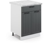 Vicco mueble bajo de cocina fame-line, antracita casa de campo, 60 cm con cajón, et mármol